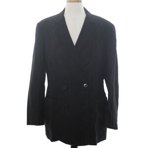 Vintage 70s Black Double Breasted Wool Blend Sport Coat Men's 42R